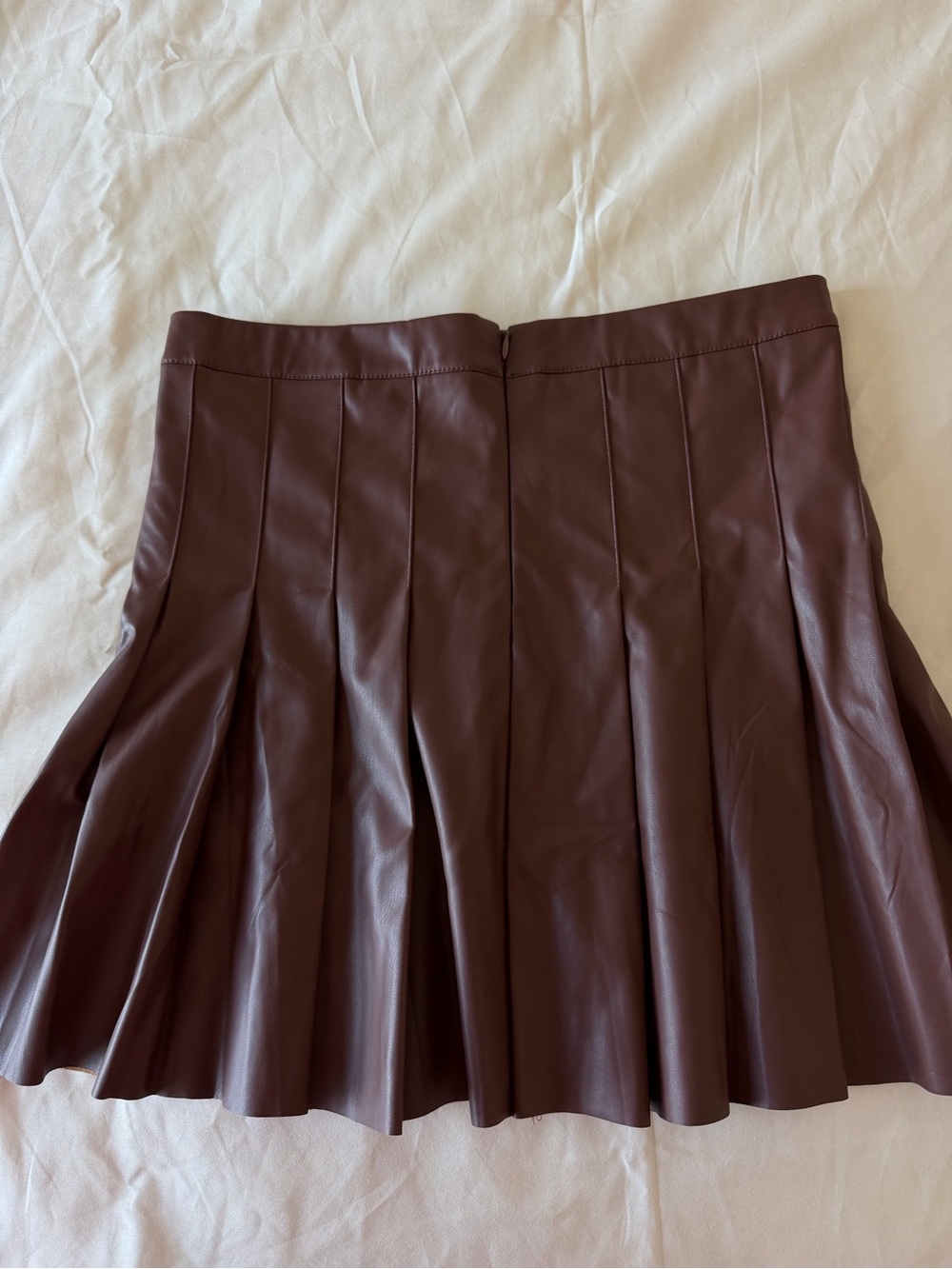 Alya Chocolate Brown Faux Leather Pleated Skater Skirt - Picture 6 of 7